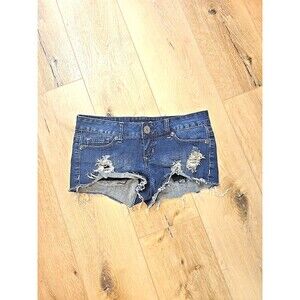 G By Guess Y2K Vtg Sz 30 Micro Mini Low Rise Shortie Shorts Stretch Denim